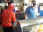Dramatic moment knife-wielding robber tries to hold up a fish and chip shop - only to get an absolute battering from the staff